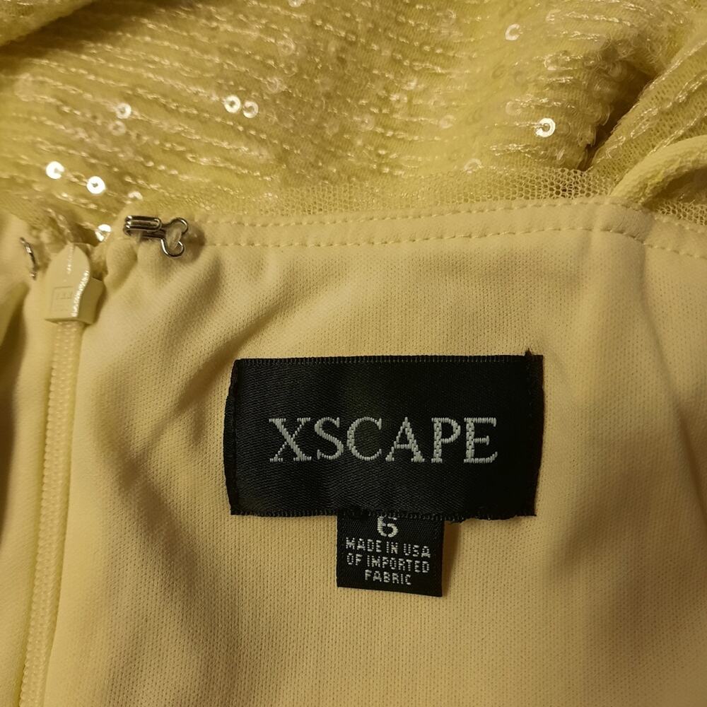 Xscape Formal Evening Gown Womens 6 Yellow Sequin Dress Cocktail Party Wedding - Picture 5 of 9